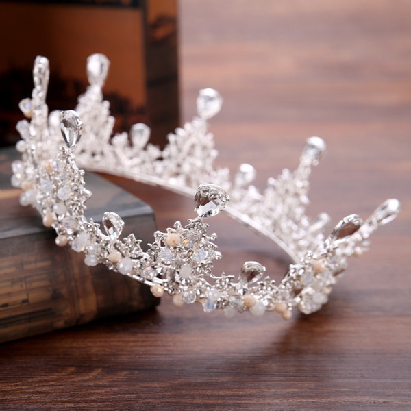 2017 New Baroque White Big Crown Bride Full Circle Crown Wedding Accessories