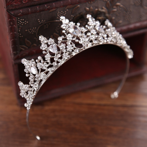 Vintage Bride Hair Jewelry Silver Baroque Rhinestones Crystal Tiara Crown for Wedding Prom Hair Accessories