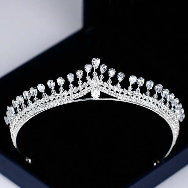 New Women Princess Crown Headband Crystal Rhinestone Tiara and Crown Hair Band Jewelry Silver Bridal Hair Accessories