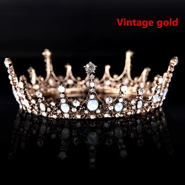 Baroque Rhinestone Bridal Crown Wedding Party Prom Vintage Crystal Big King Queen Tiara and Crown Hairband Headpiece