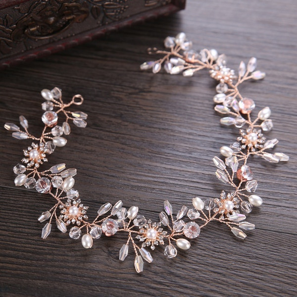 Rhinestone Pearl Headband Hair Ornaments Tiara Metal Headpieces for Women's Hair for Wedding Hair Accessories