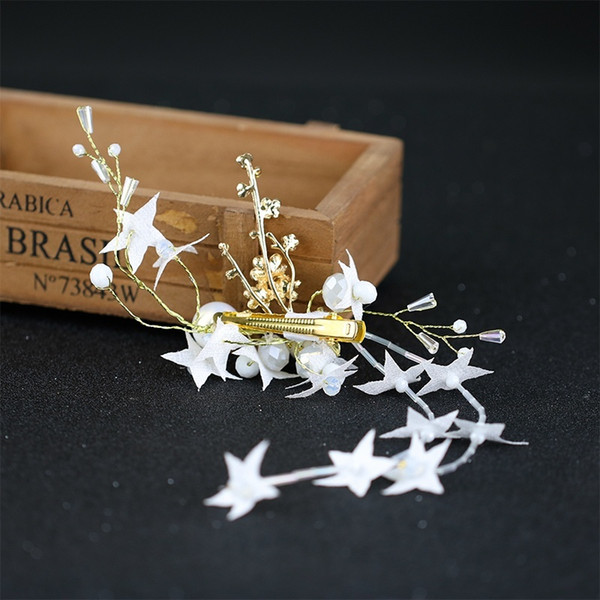 Handmade Gold Crystal Flower Hair Barrettes for Bride Tiara Women Hairpins and Clips Jewelry Headpiece Wedding Hair Accessories