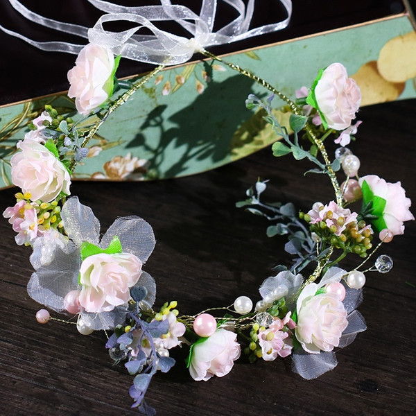 Wedding Flower Garland Bride Hairband Hair Accessories Festival Decor Princess Floral Wreath Bridesmaid Head Wreath for Hair