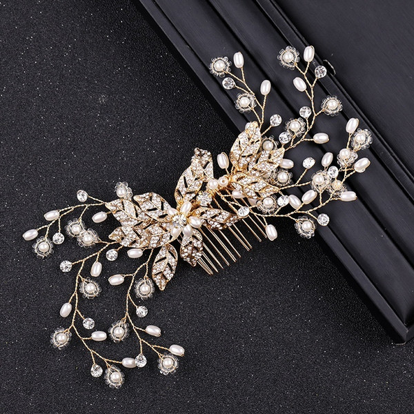 Flower Wedding Hair Comb Bridal Hair Ornaments Headbands Pearl Accessories For Women Leave Hair Pins Wedding Jewelry