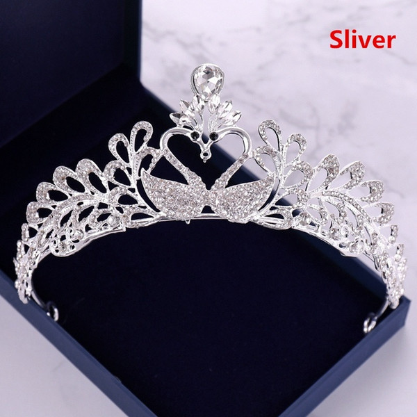 New Rhinestone Swan Crown Head Ornaments Crystal Rhinestone Bridal Tiara and Crown Wedding Hair Jewelry Bride's Tiara