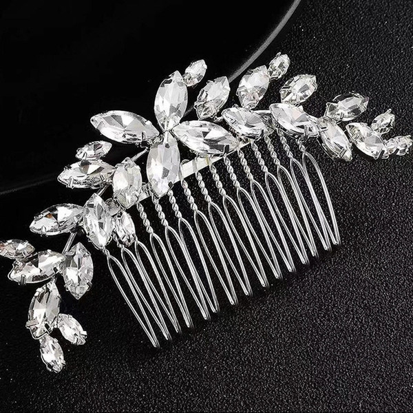 Wedding Hair Accessories Bride Hair Comb Silver Barrette Bridesmaid Rhinestone Hair Comb Clips Women Headpiece Rhinestone