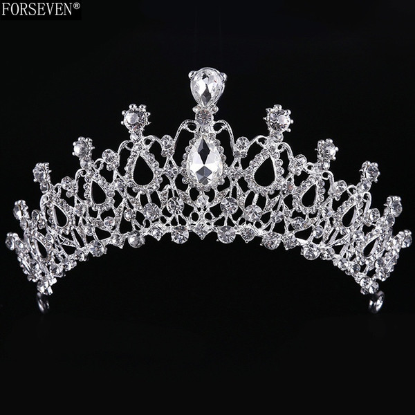 Trendy Crystal Women Crowns High-End Wedding Tiaras Bride Trendy Head Hair Jewelry Silver Alloy Rhinestones Bride Crown