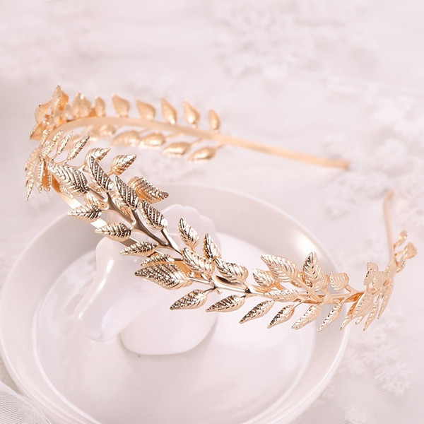 Trendy Baroque Metal Gold Leaf Headband Leaves Headpiece Tiara Hairband for Women Forehead Hair Jewelry Wedding Accessories