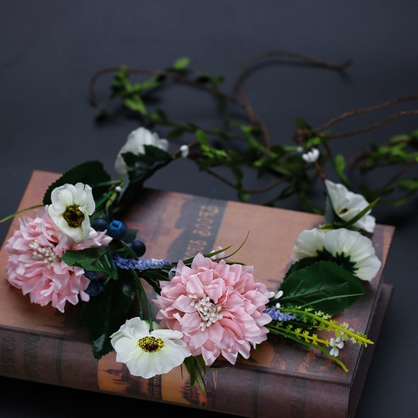 New Peony Women's Wreath Bohemian Floral Headbands Artificial Flowers Party Wedding Hair Wreaths Hair Band Ornament