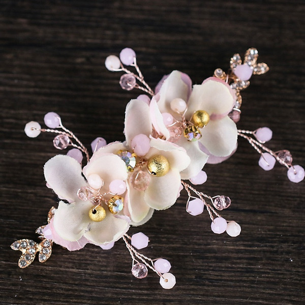 Beautiful Fashion Womens Flower Hair Clip Hairpin Bridal Hair Clip Rhinestone Elegant Pink Floral Headband Hair Accessories