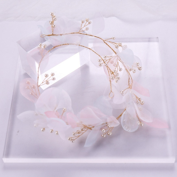 Yarn Flower Bride Hairband Headpieces Pearl Headbands Golden Hair Accessories Fashion Jewelry Womens Accessories