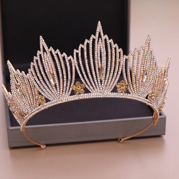 New Luxurious Rhinestone Tiara Wedding Crown Bridal Hair Jewelry Crystal Tiara Crown Hair Accessories Bride Head Piece Queen Diadem