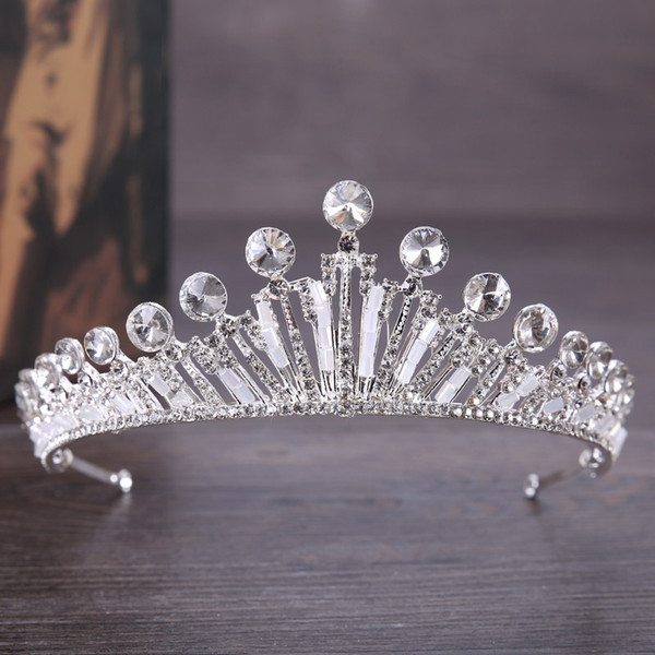 Baroque Rhinestone Bridal Crown Tiaras Silver Crystal Princess Tiara for Bride Headbands Wedding Hair Accessories