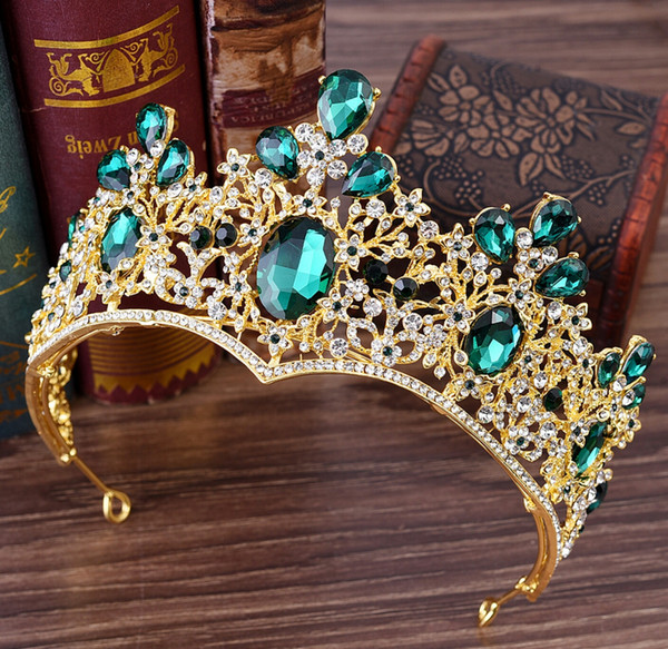 European red high-end bride crown bride jewelry boutique headdress handmade crystal wedding jewelry