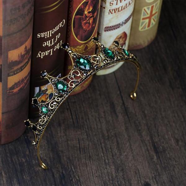 New fashion Vintage little Baroque green crystal bride crown boutique headdress headdress hairdress manufacturers wholesale