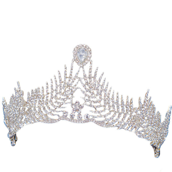 Crystal Crown Tiara Bridal Luxury Wedding Crown Headband Silver Crystal Rhinestone Feather Tiaras Hair Accessories Jewelry