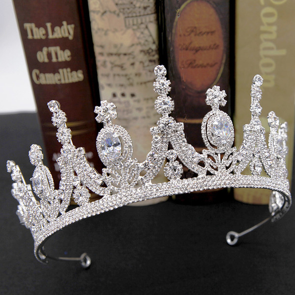 2019 Vintage Baroque Queen King Bride Tiara Crown For Women Headdress Prom Bridal Wedding Tiaras and Crowns Hair Jewelry Accessories