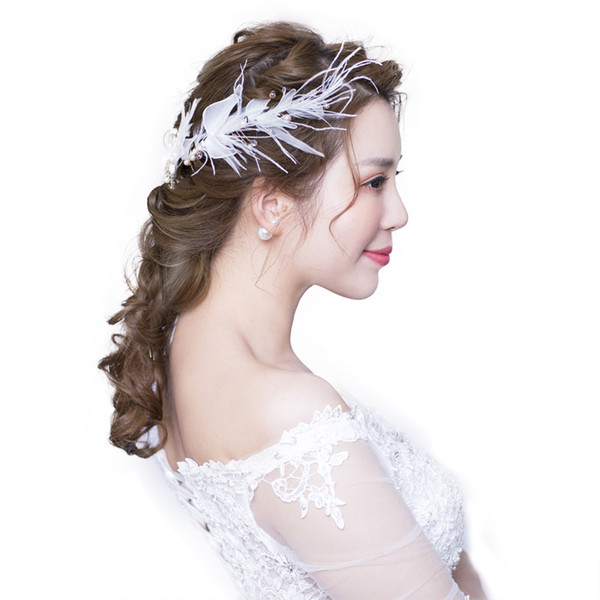 Bride headdress simple feather hair decoration super fairy sweet wedding hair decoration