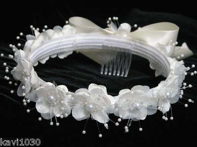 IVORY First Communion Flower Girl Crown Headpiece