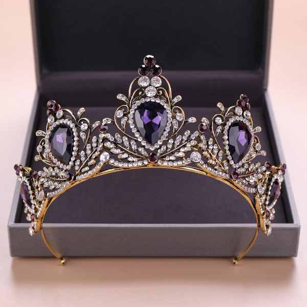 Baroque Crown Purple Retro Crown Black Crown Wedding Headwea