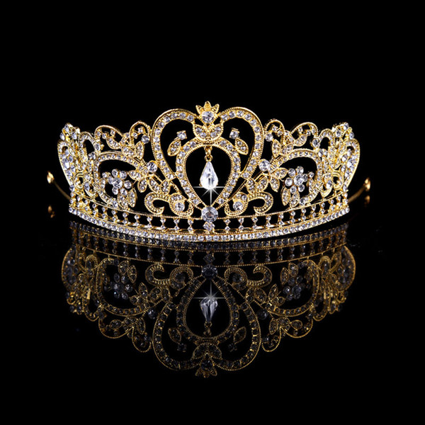 Europen baroque style rhinestone queen wedding crown tiaras golden silver bridal crystal tiara hair jewelry accessories