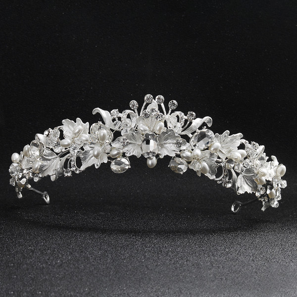 Newest Beautiful Flower Rhinestone Alloy Tiaras and Crowns Wedding Hair Accessories Bridal Headpiece for Women JCI075