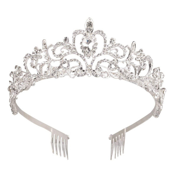 Silver Crystal Tiara Crown Headband Princess Elegant Crown with combs for Women Girls Bridal Wedding Prom Birthday Party