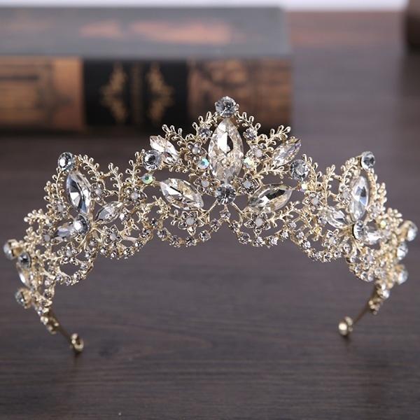 Trendy Crystal Tiaras and Crowns for Women Gold Color Hair Jewelry Party Wedding Bridal Princess Diadems Party Hair Accessories