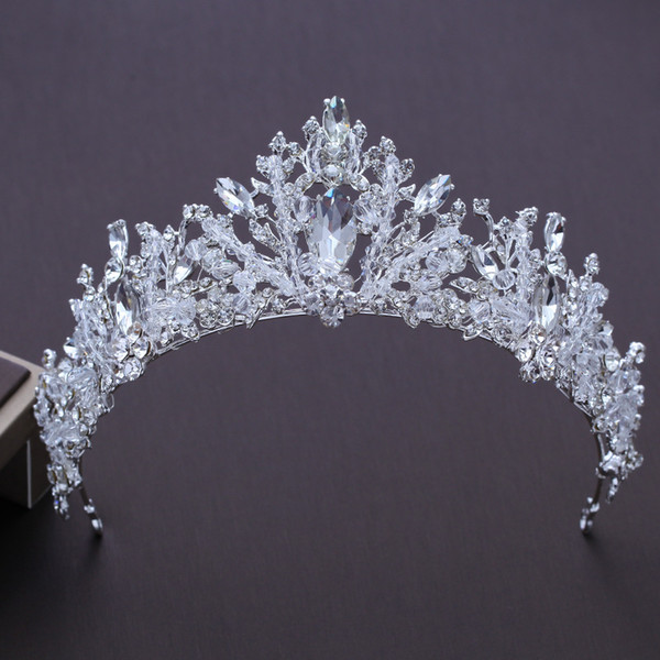 Bride Crown Luxury Handmade Crystal Wedding Tiara Diadem Bridal Pearls Crowns Tiaras Girls Hair Accessories Wedding Jewelry S607