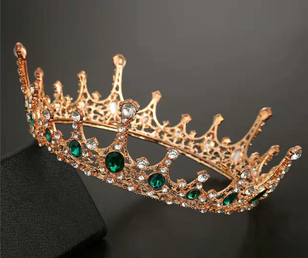 New European and American Golden Crown Headdress Bride's Marriage Hair Jewelry