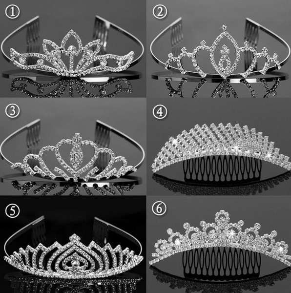 Fashion bride wedding crystal crown comb headband children girl party events rhinestone Tiaras Hair Jewelry 6 types Christmas gift