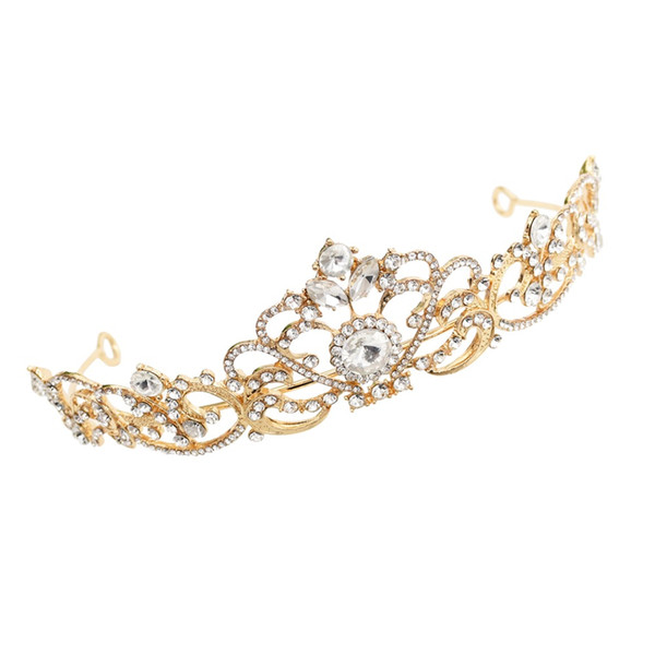 Gold Crystal Rhinestones Flower Leaf Wedding Tiara Headband Bridal Crown Hair Accessories Bridesmaids Princess tiara noiva