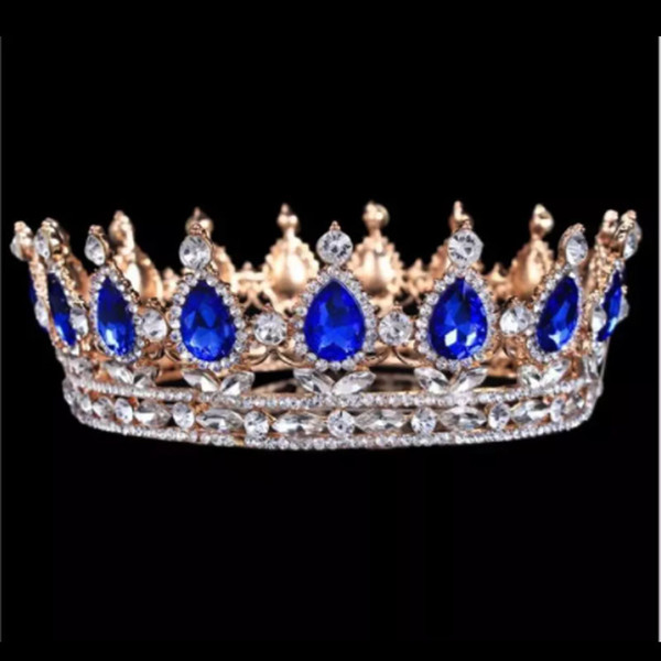 Wholesale Vintage Baroque Queen King Bride Tiara Crown For Women Headdress Prom Bridal Wedding Tiaras and Crowns Hair Jewelry Accessories