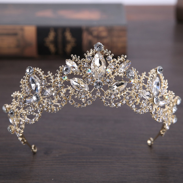 New Korean style Crystal Rhinestone wedding big crown popular selling bride Tiaras Hair Jewelry accessories for wedding