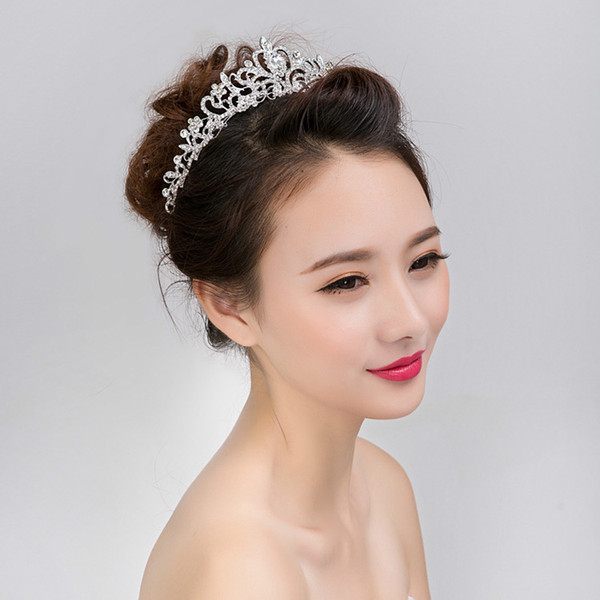 XS Married Tire Crown Silver Plated Alloy Crystal Act Role Ofing Tasted Women Bride Hair Accessories