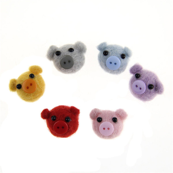 New Arrival 10pcs/Lot 20MM Handmade 3D Kawaii Animal Cute Pig Crafts Wool Felt DIy Jewelry Findings ornament Accessories Patch