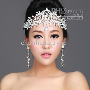 Thousands of colors bridal white angel diamond frontlet Crown