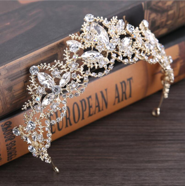 Luxury Bridal Crown Cheap but High Quality Sparkle Crystals Royal Wedding Crowns Veil Headband Hair Accessories