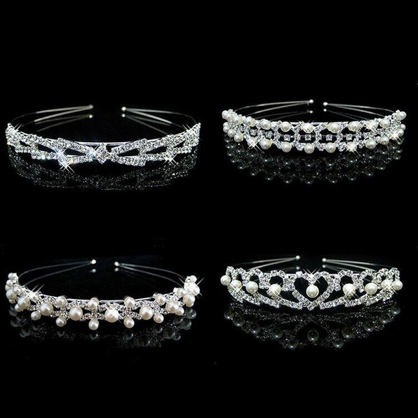 Fashion Bridal Tiara Wedding Hairbands Crystal Rhinestone Pearls Headbands Women Hair Jewelry Accessories Crown Headband Hairwear