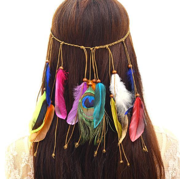 Bohemian Style Peacock Feather Hair Band   Fashion National Style Indian Headdress