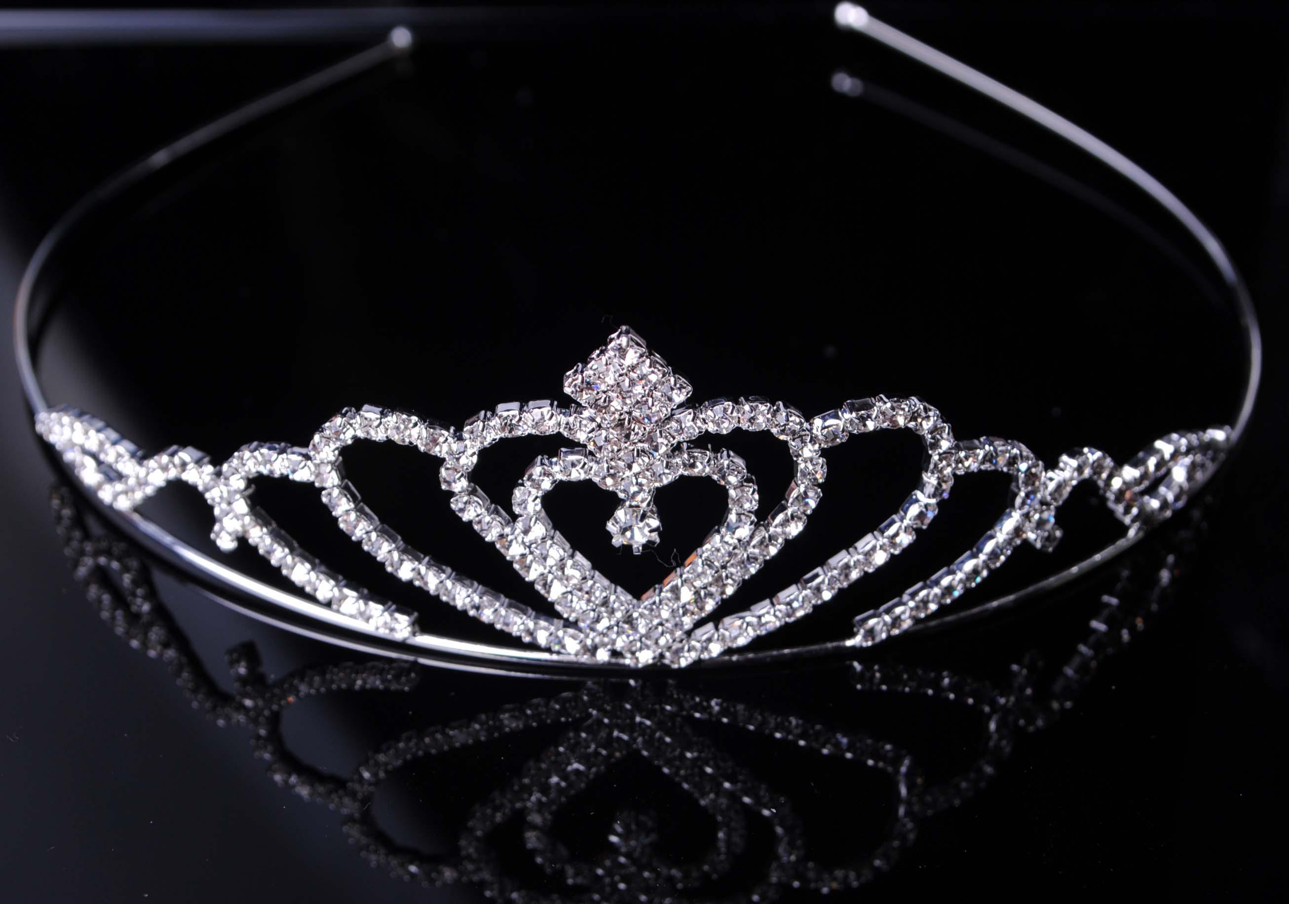 2014 new high quality peach heart water drop shape silver and crystal rhinestone tiaras & hair accessories DHL free shipping (24 PCS/lot)