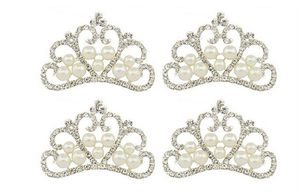 10pcs Silver Plated Crystals Pearls Rhinestones Crown For Scrapbooking Craft New Bridal Decor