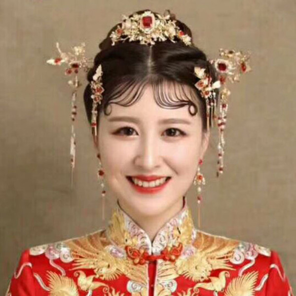 Bride Ancient Costume Headwear An Crown Tassels Chinese Style Cheongsam Phoenix Coronet Classical Serve Accessories