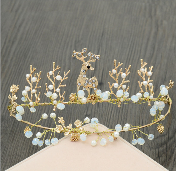 Korean version of Korean / Korean style bride jewelry dress accessories deer headband handmade tiara headband hair accessories new