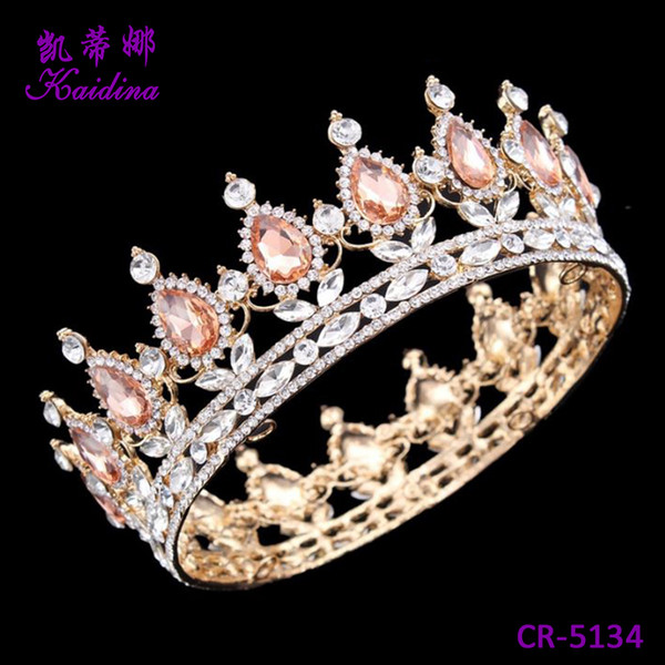 Hot Selling Wedding Crown Alloy Bridal Tiara Baroque Queen King Crown Different Colors Rhinestone Tiara Factory Directly Sale Cheap Crown