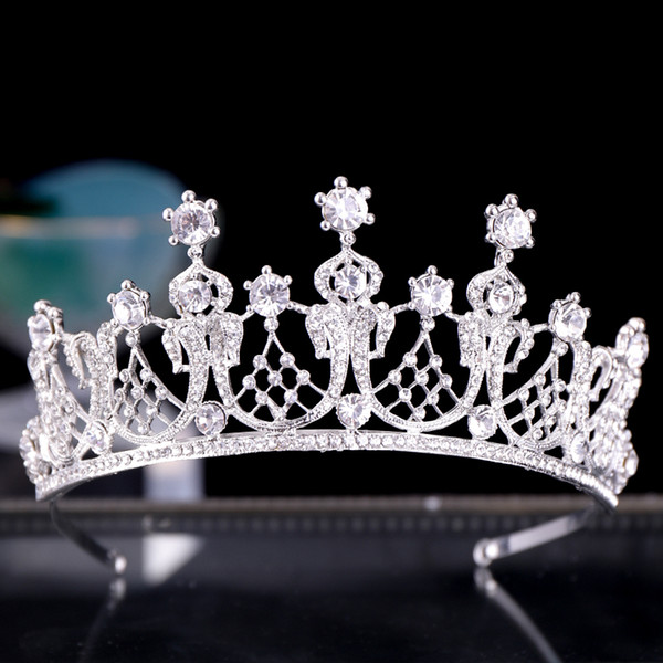 Luxury Silver Rhinestone Wedding Tiara Crown Pearl Queen Diadem Bride Crown Headpiece Wedding Hair Accessories Women Jewelry