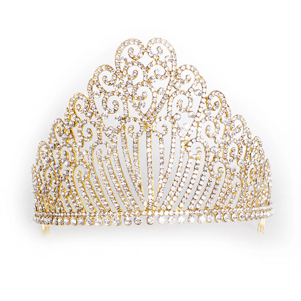 Luxury Baroque Rhinestone Bridal Crown Tiaras With Comb Big Diadem Tiara Women Wedding Bride Headband Wedding Hair Accessories