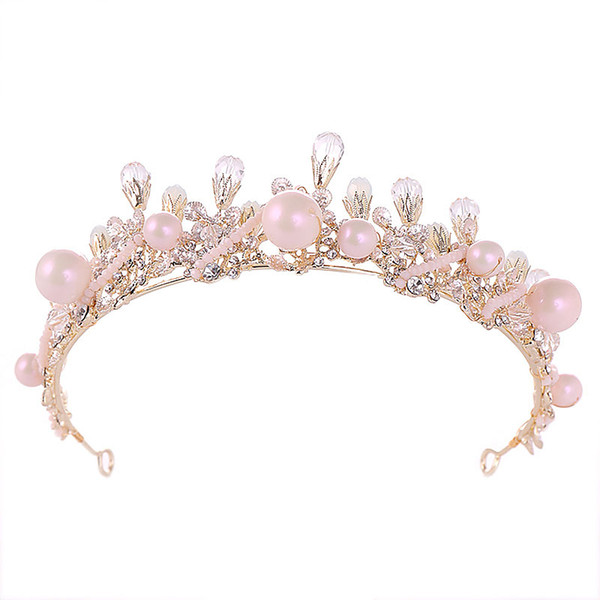 Bridal Flower Wedding Beauty Headband Women Fashion Shining Rhinestone Headpieces Girls Sweet Pink Color Tiaras Hair Accessories