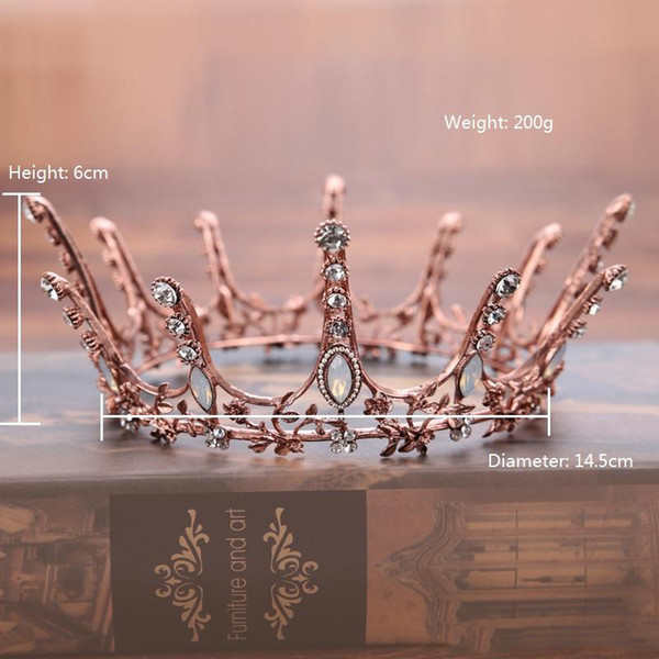 Vintage Baroque Rhinestone Tiaras Simple Hollow Flower Metal Round Crown Headwear For Bride Romantic Wedding Jewelry Accessories Wholesale