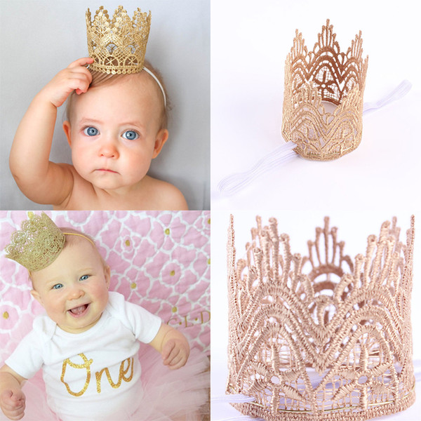 Baby Hair Accessories Girls Princess Hairbands Elastic Knit Crown Headwear for Birthday Party Decor Newborn Photography Props